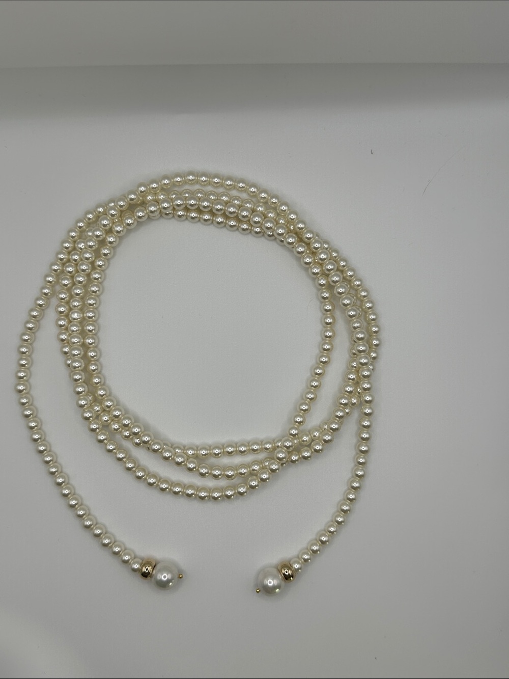 Lustrous Ivory Pearl Wrap Necklace with Gold Accents